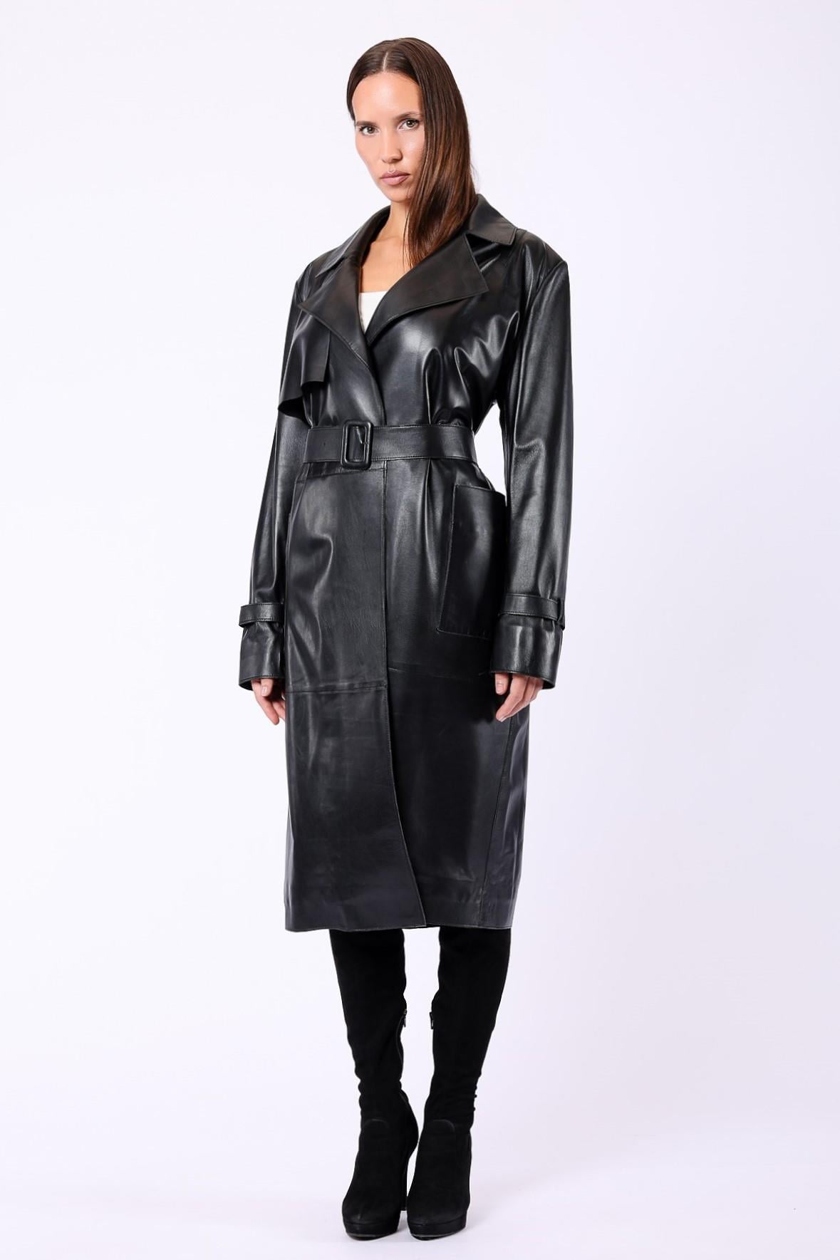Trench en cuir noir, LC Leather Club