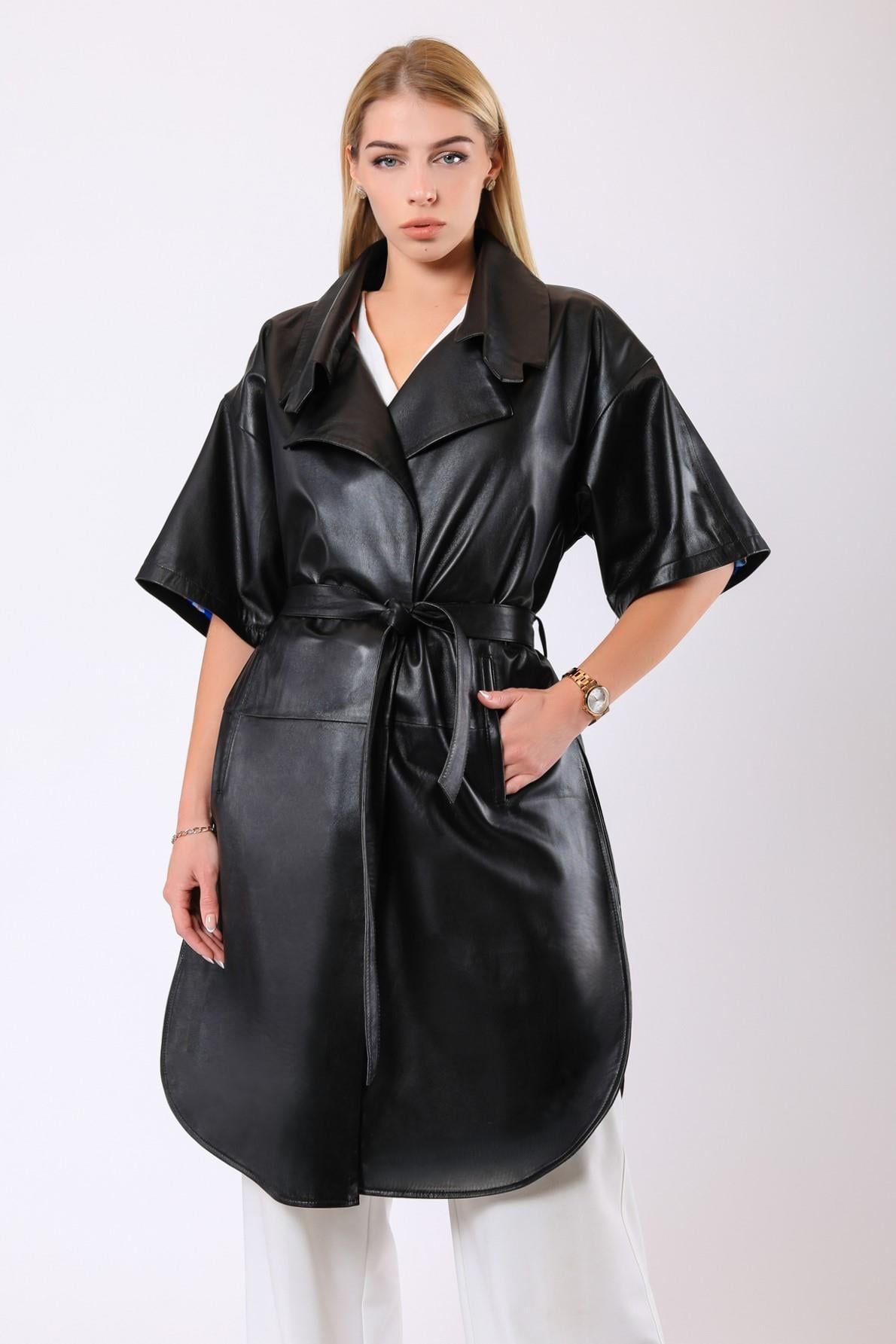 Manteau Jane en cuir noir, LC Leather Club