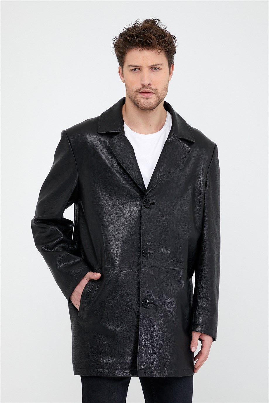 Veste en cuir noir Jumbo Blazer, LC Leather Club