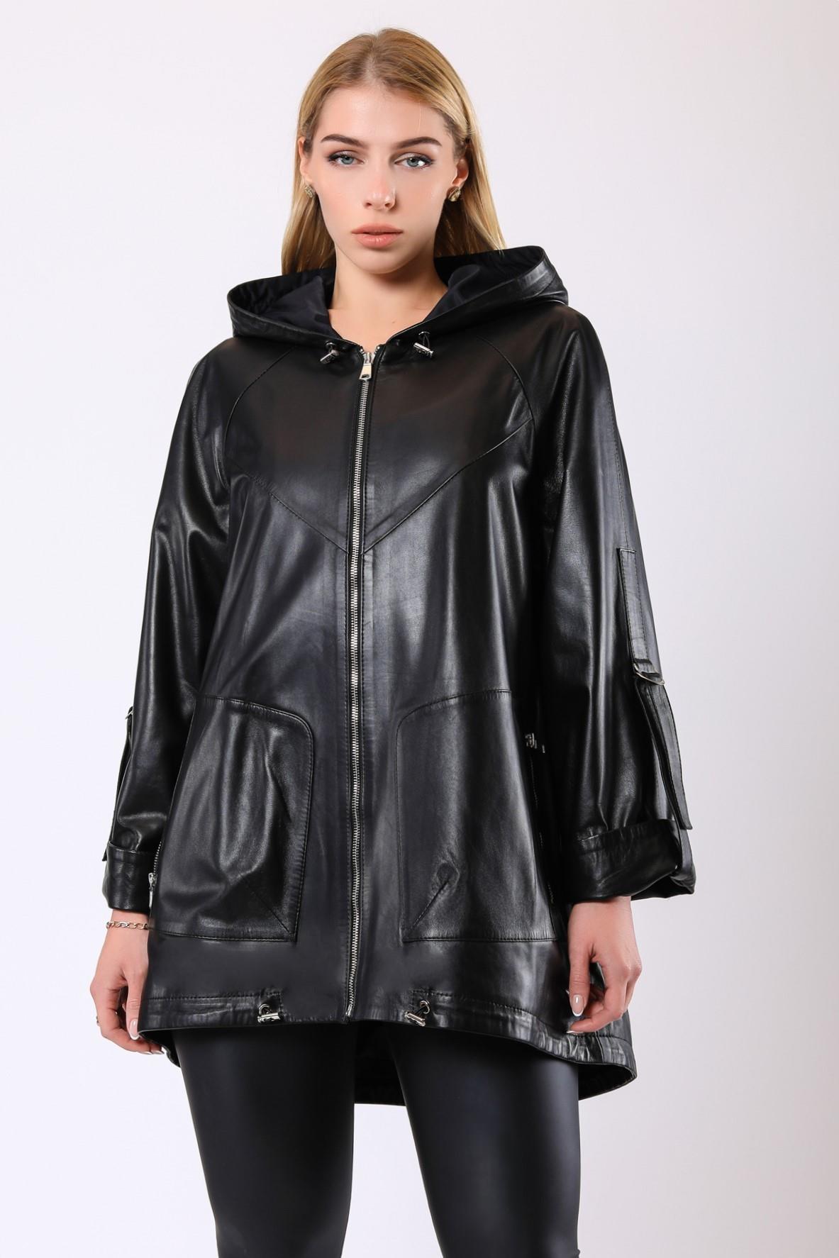 Schwarzer Ledermantel Karen, LC Leather Club