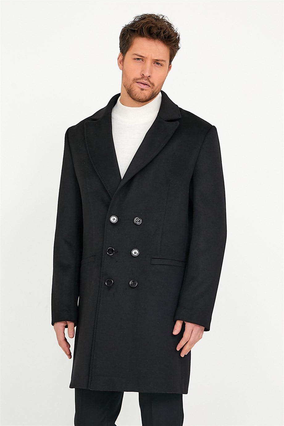 Manteau en cachemire noir, LC Leather Club