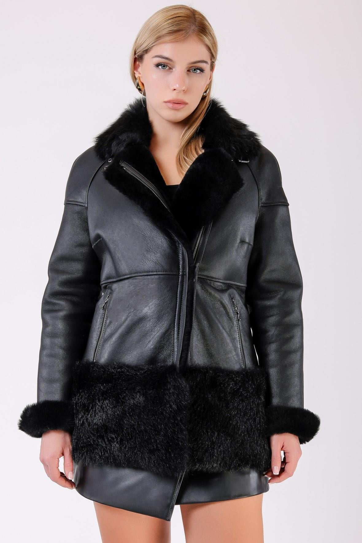 Manteau en fourrure noir, LC Leather Club