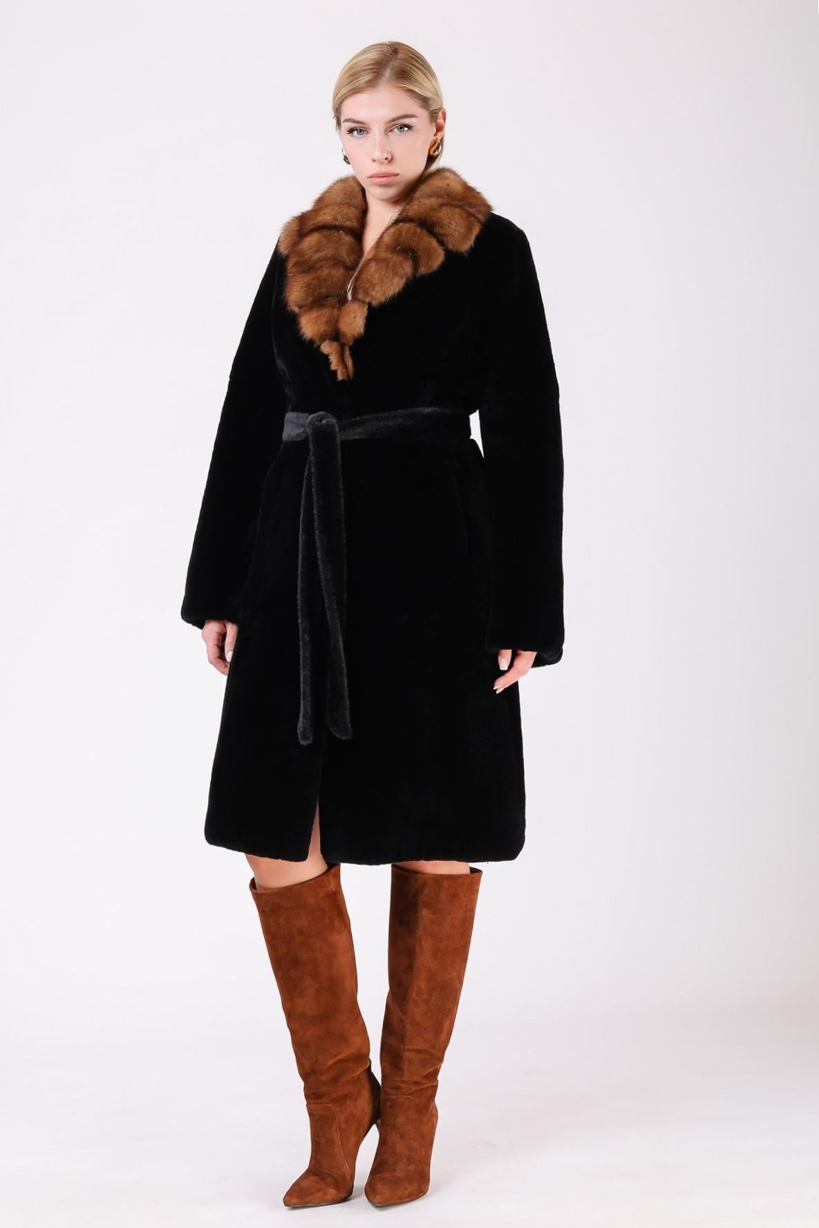 Manteau en fourrure noir, LC Leather Club