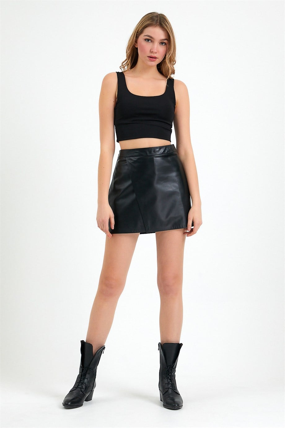 Jupe en cuir noir, LC Leather Club