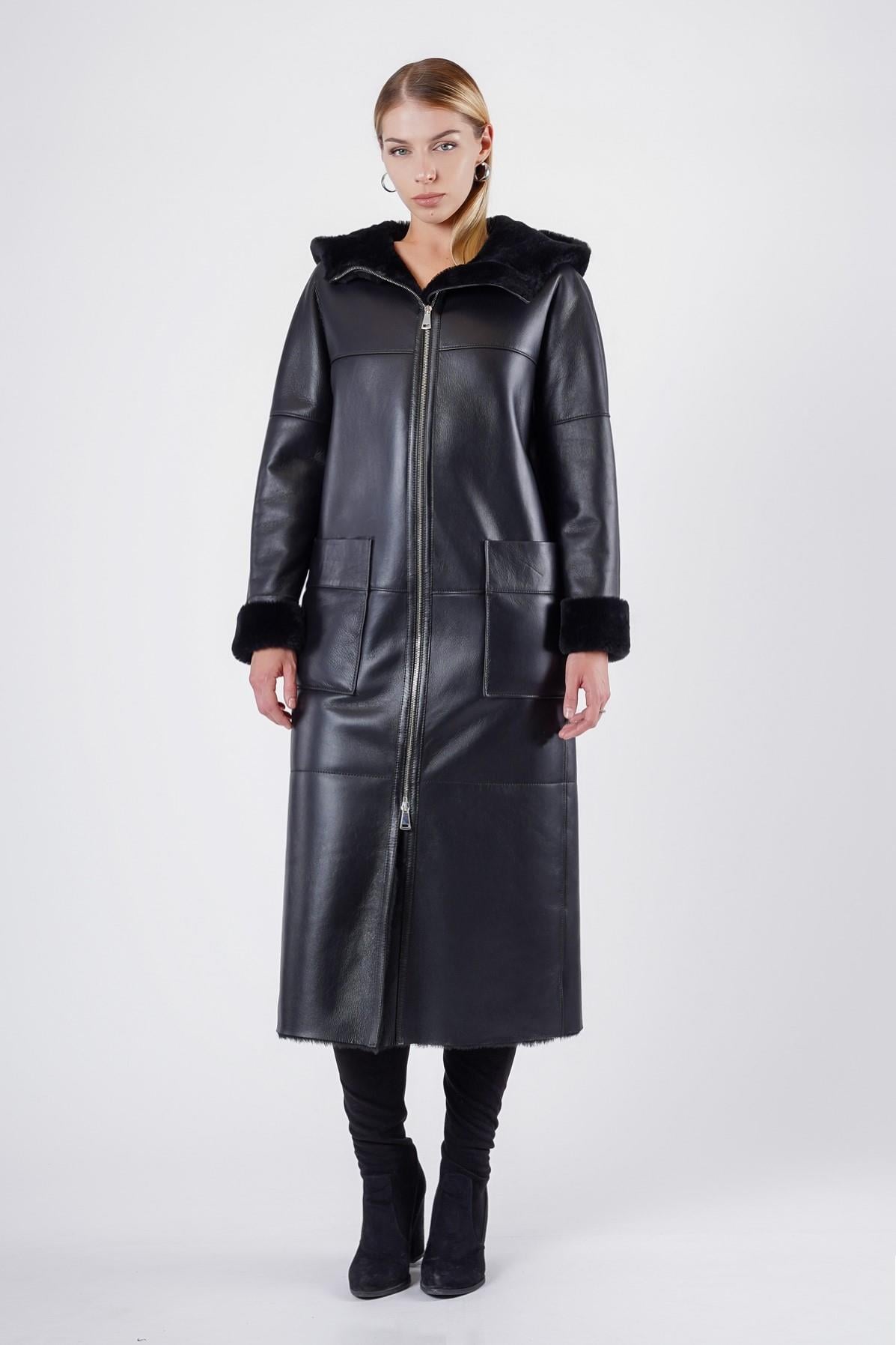 Manteau en fourrure Paris noir, LC Leather Club