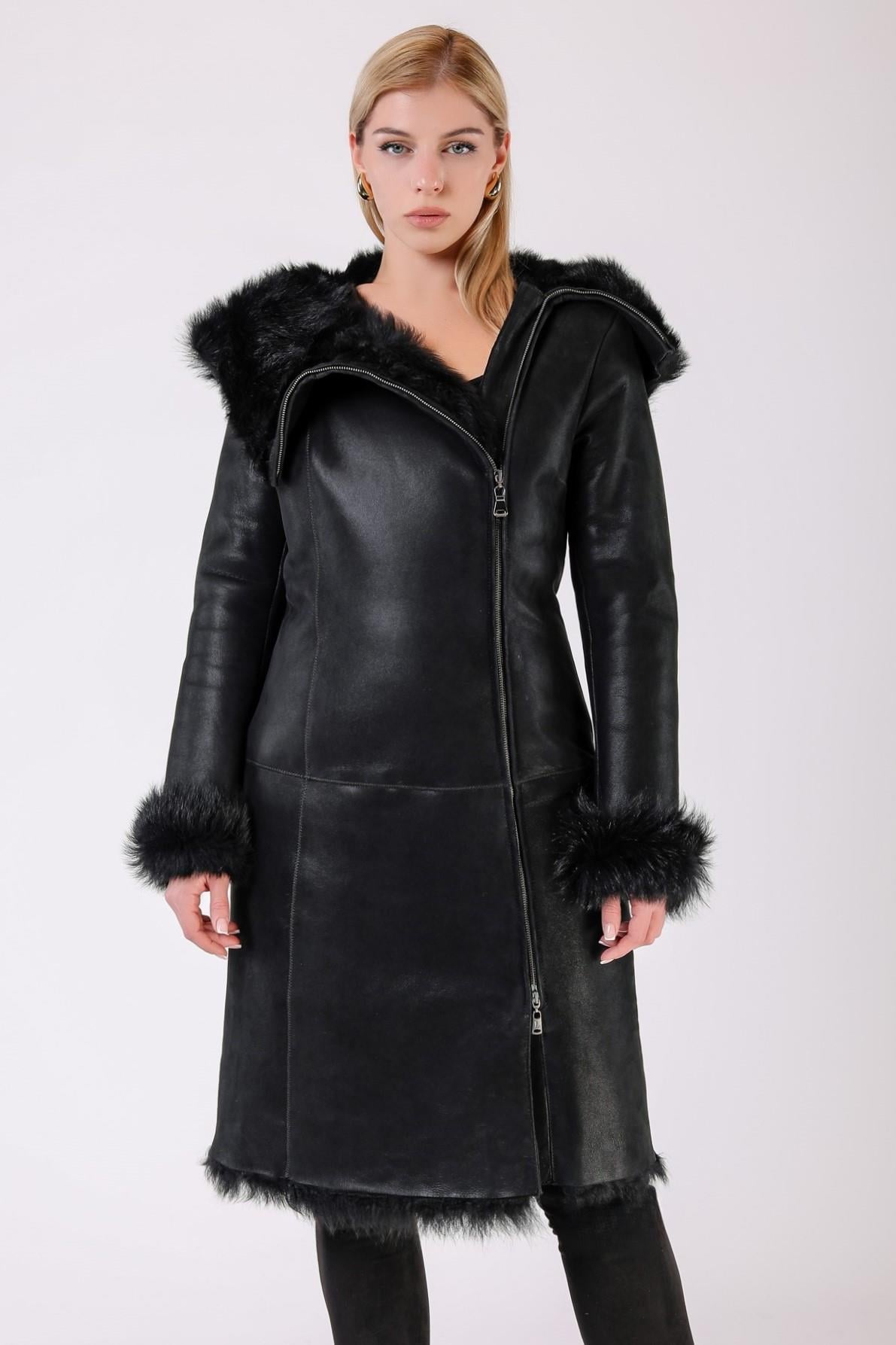 Manteau en fourrure Toscane noir, LC Leather Club