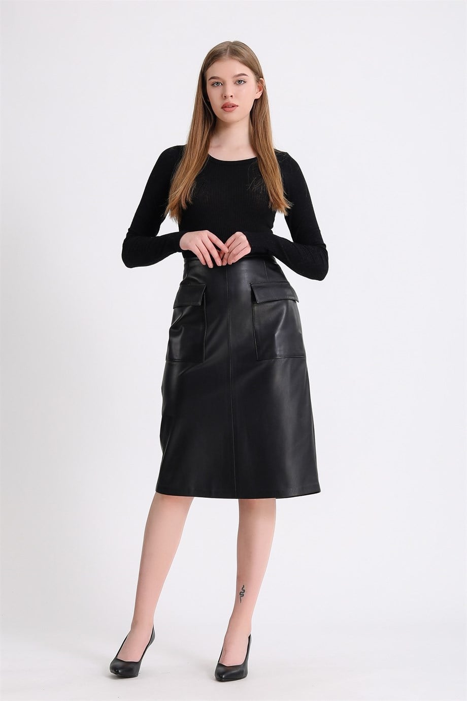Jupe longue cuir noire, LC Leather Club
