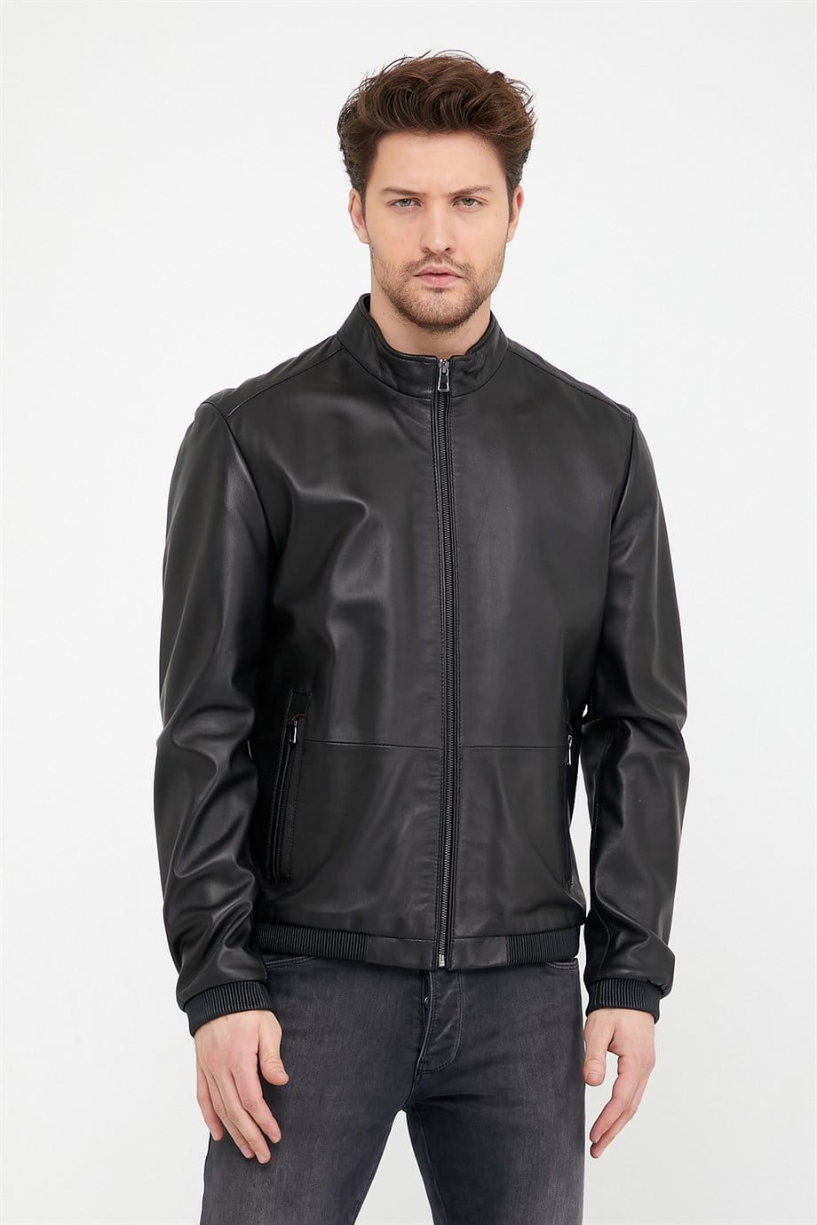 Veste en cuir végétal noir, LC Leather Club