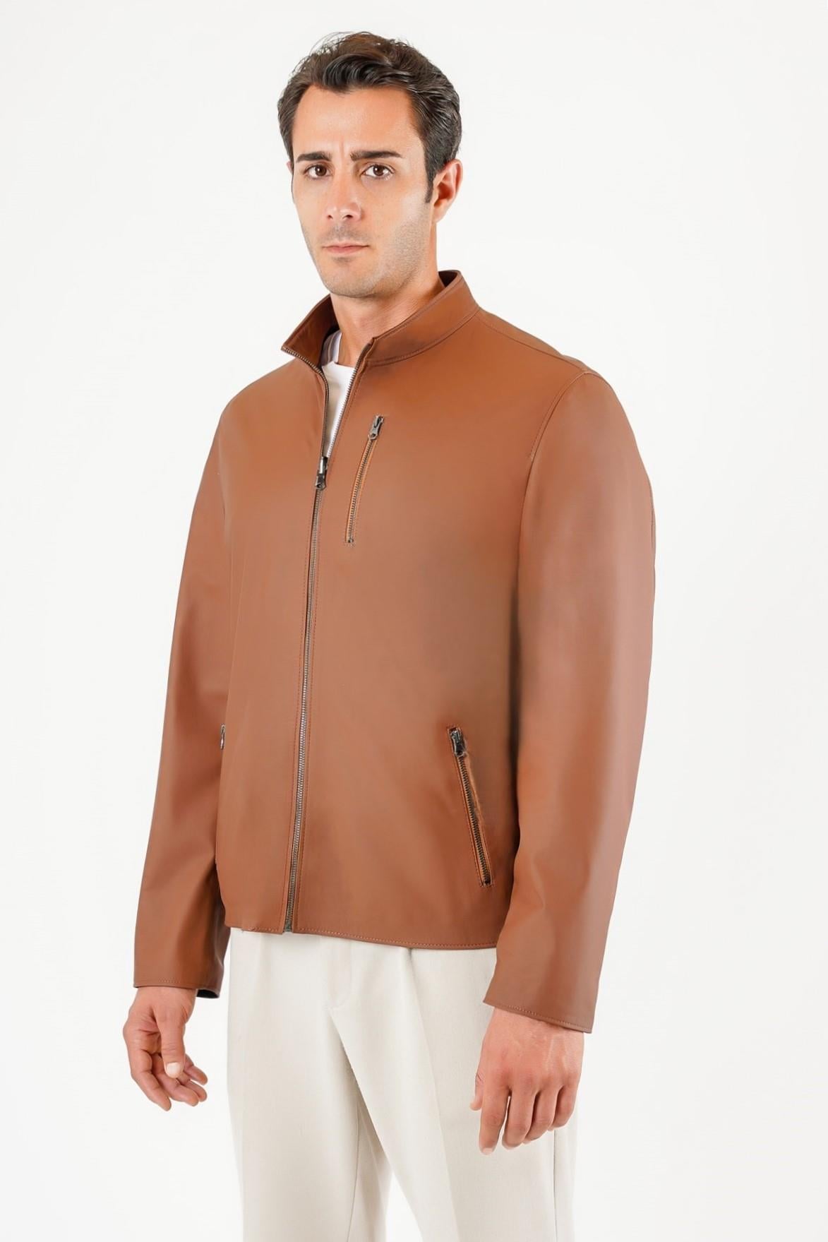 Veste en cuir taupe réversible, LC Leather Club