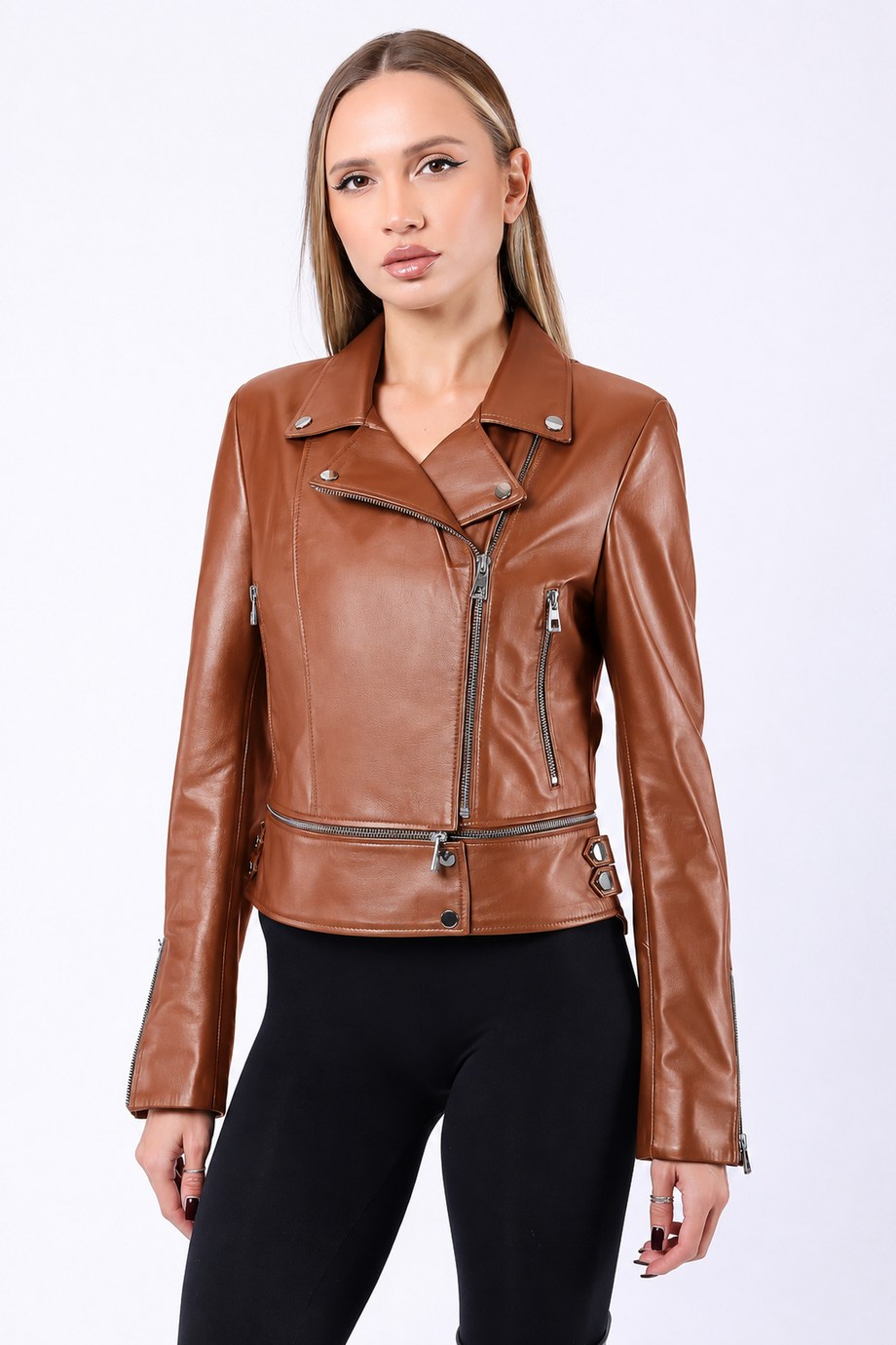 Taba Fonksiyonel Hakiki Deri Ceket, LC Leather Club
