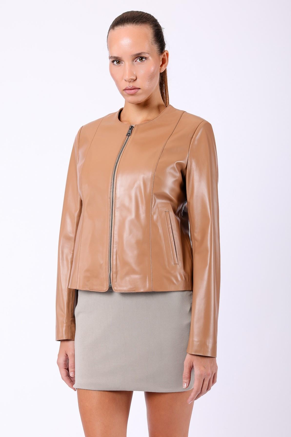 سترة جلدية بلون التان, LC Leather Club