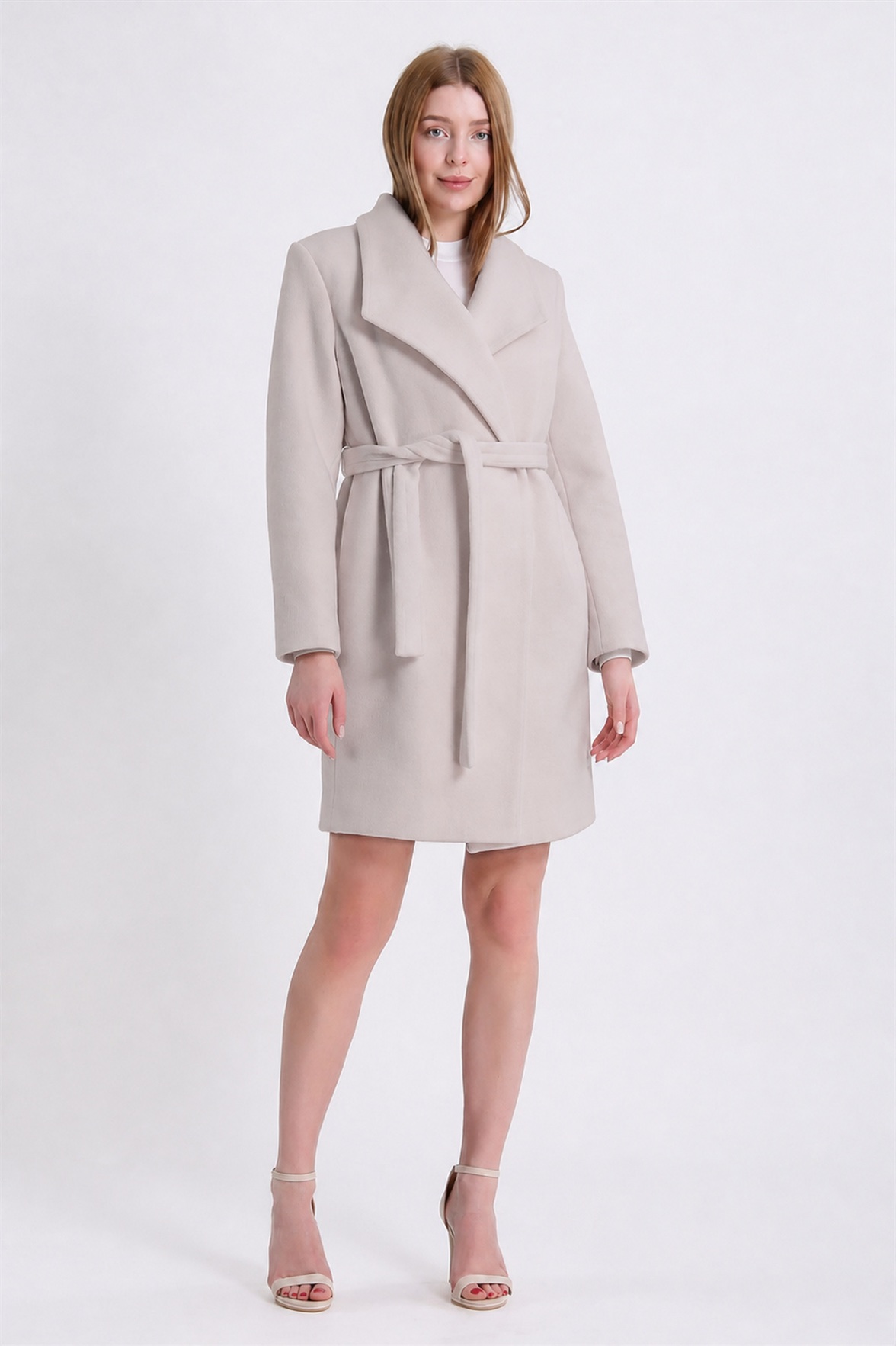 Manteau en cachemire couleur pierre, LC Leather Club