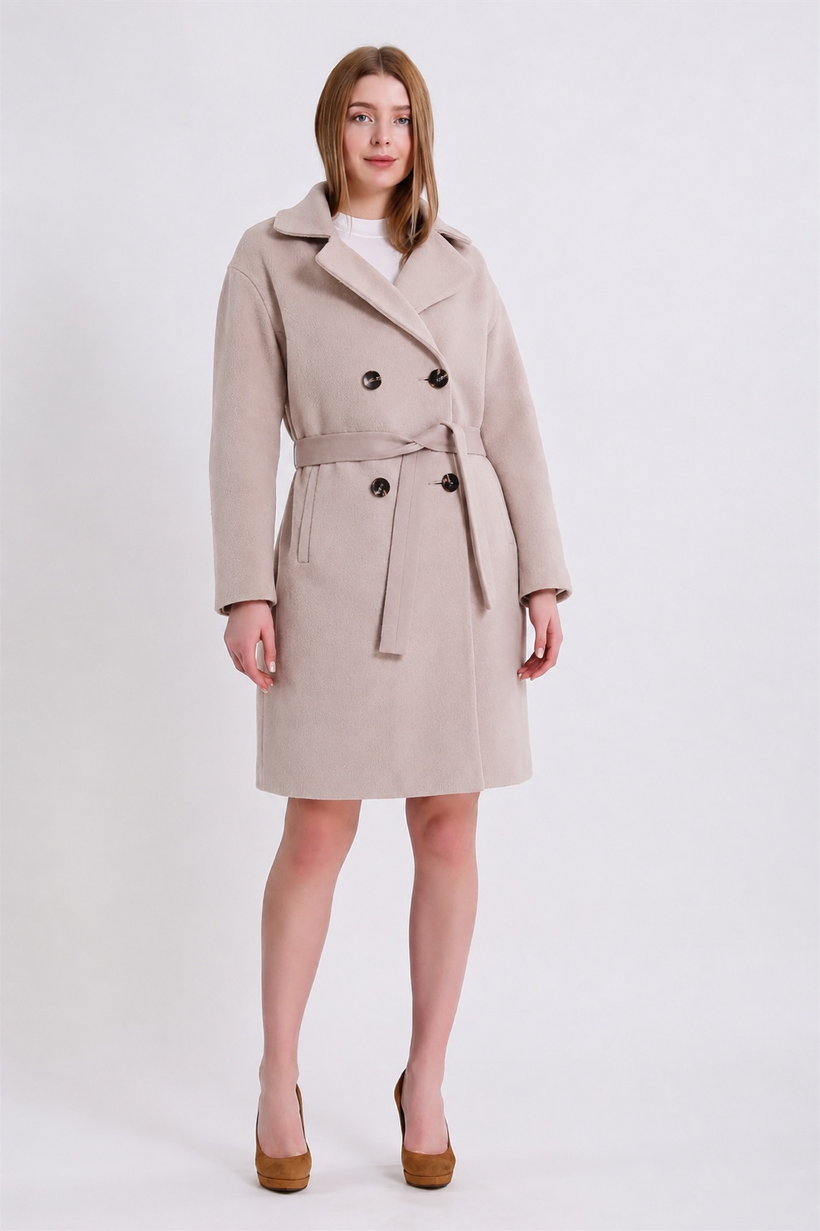 Manteau en cachemire couleur pierre, LC Leather Club