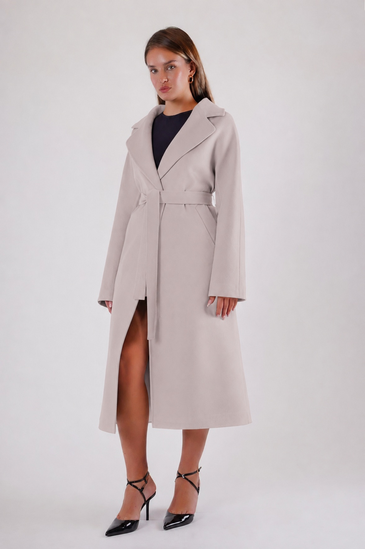 Manteau en cachemire gris, LC Leather Club