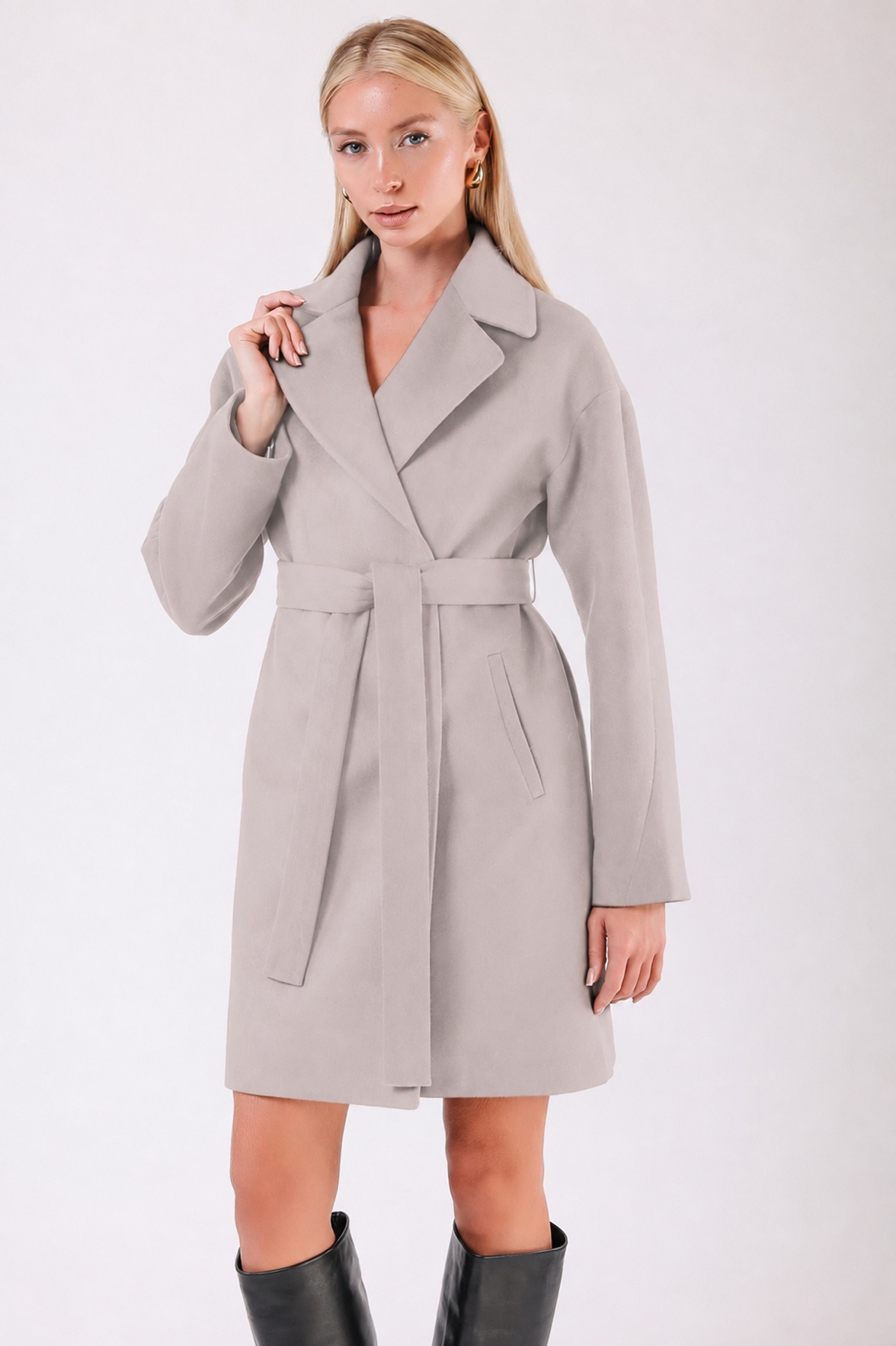 Manteau en cachemire couleur pierre coupe oversize, LC Leather Club
