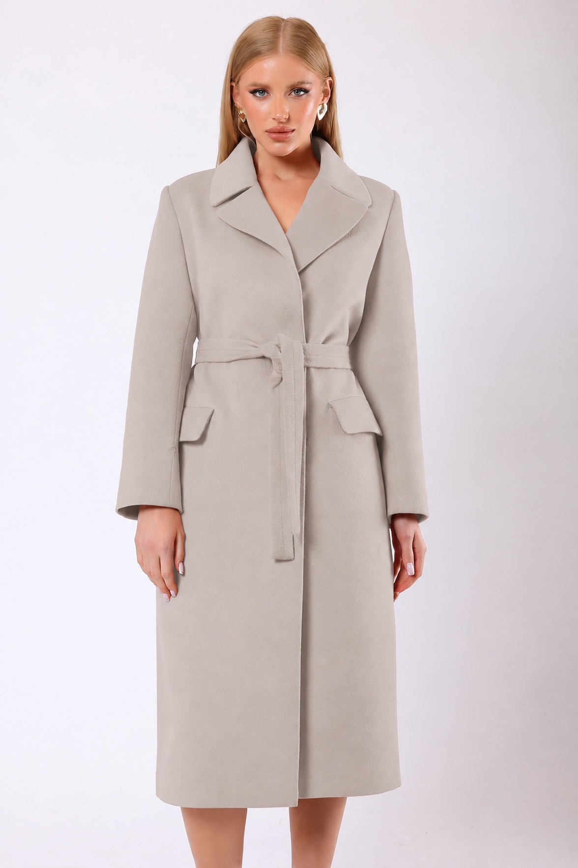 Manteau en cachemire couleur pierre Rosalinda, LC Leather Club
