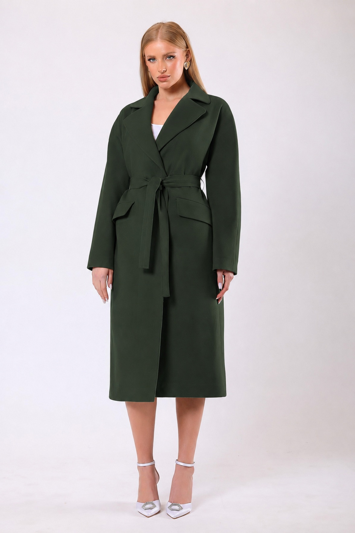Manteau en cachemire vert Carolina, LC Leather Club