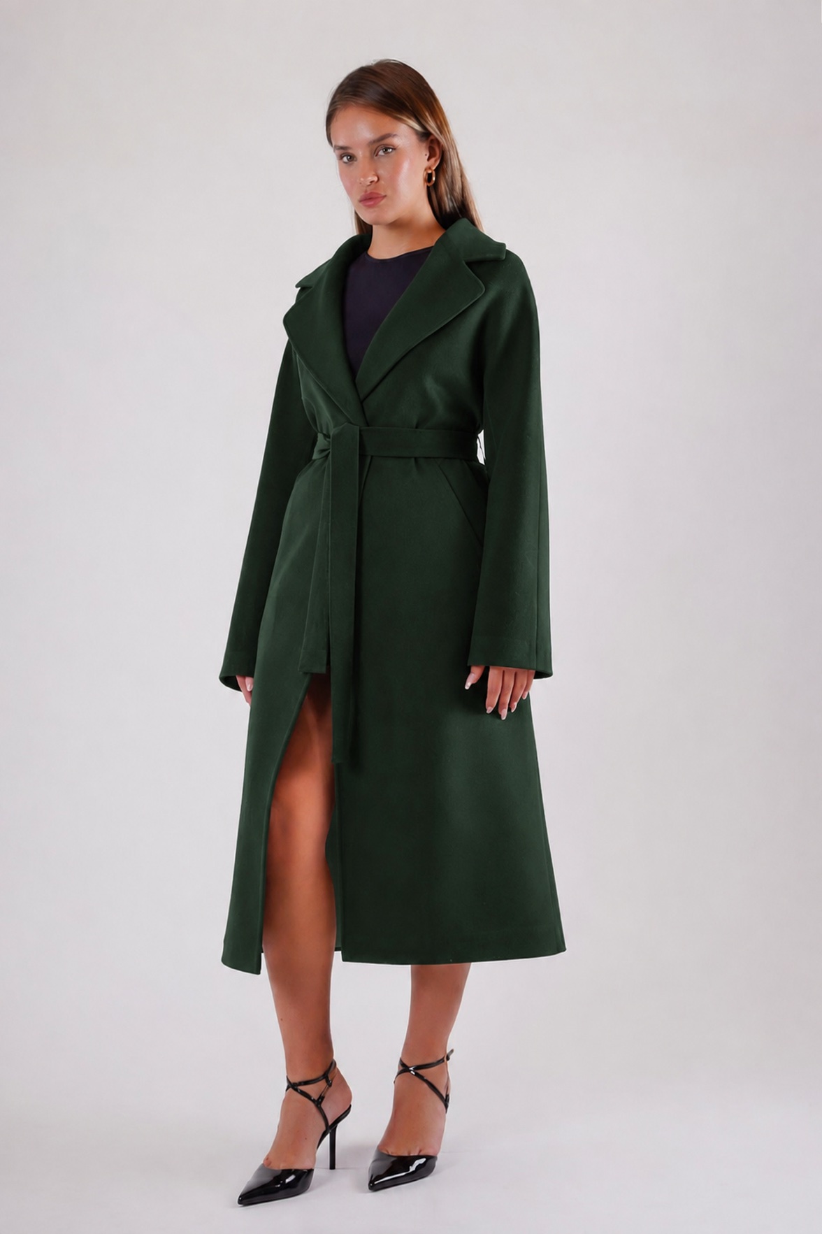 Manteau en cachemire vert, LC Leather Club