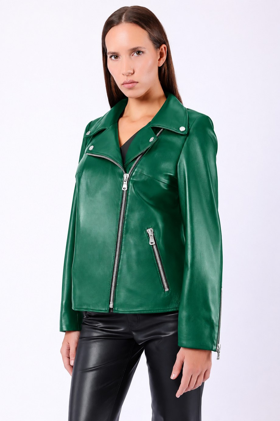 Yeşil Kruvaze Hakiki Deri Ceket, LC Leather Club
