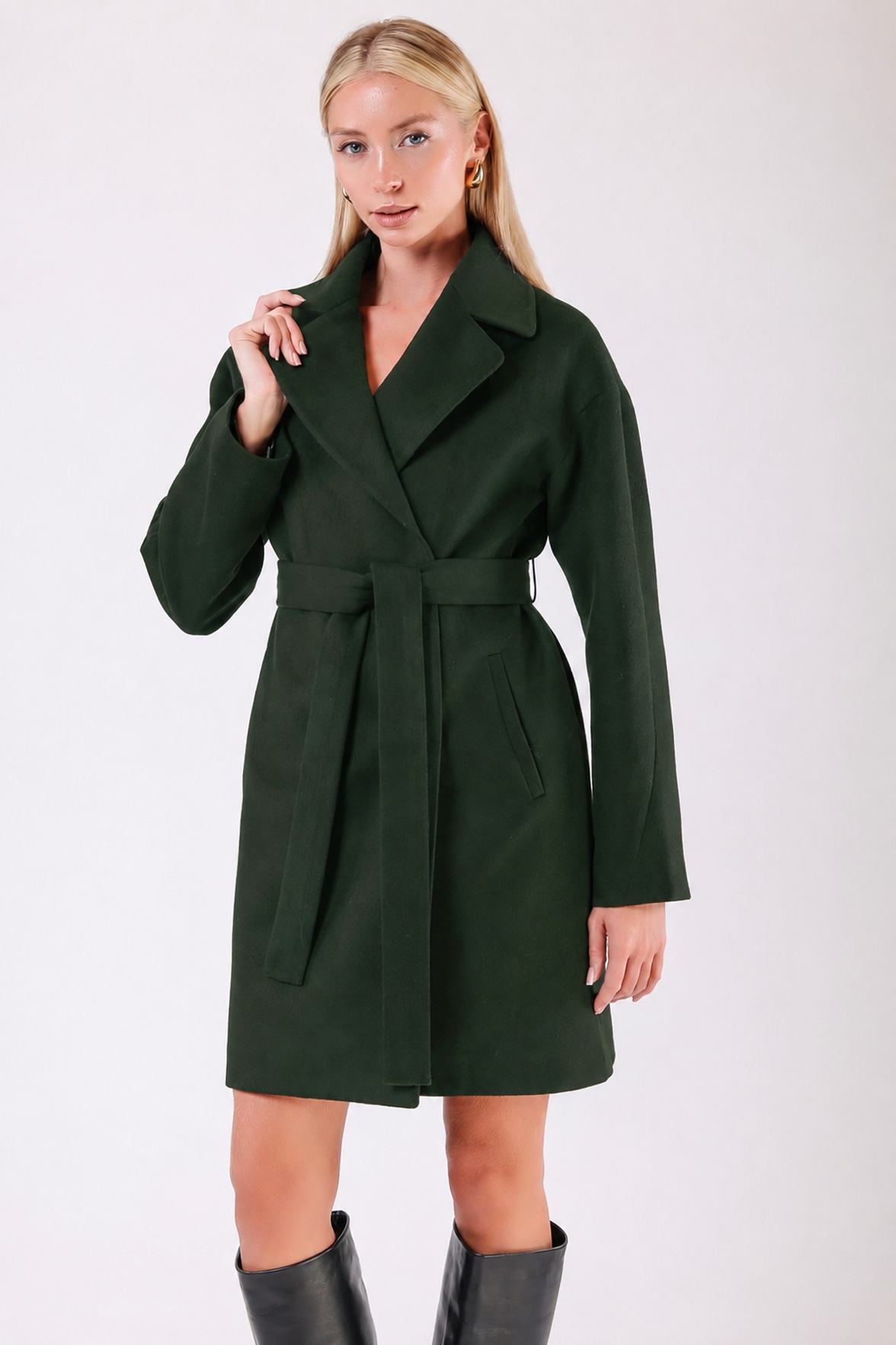 Manteau en cachemire vert coupe oversize, LC Leather Club