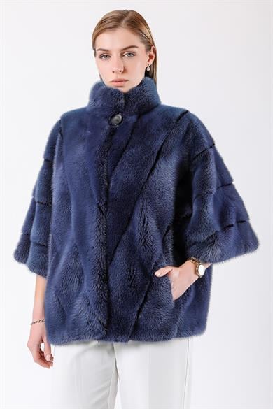 Manteau de vison bleu anthracite