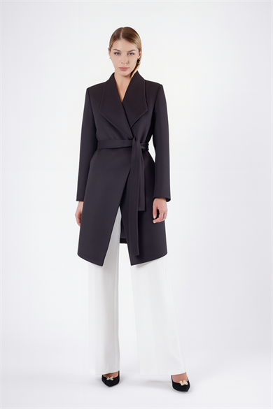 Manteau en cachemire anthracite noir
