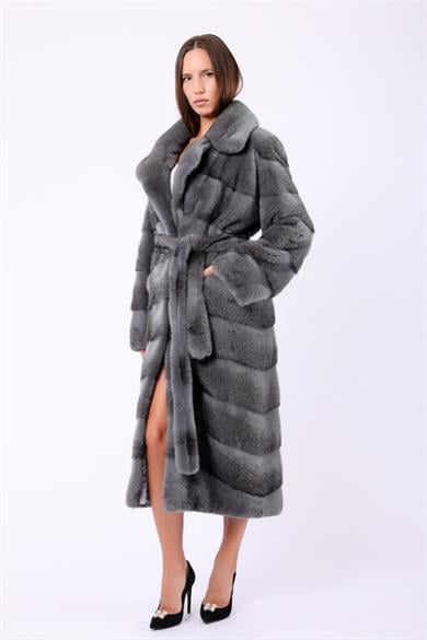 Manteau en vison gris lune