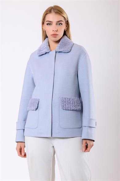 Manteau en cachemire bleu pâle Sofia
