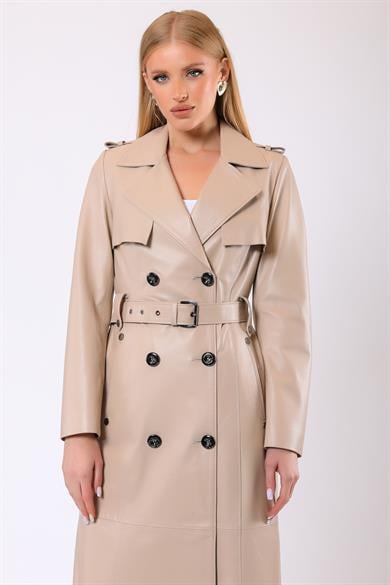 Trench en cuir beige Celine