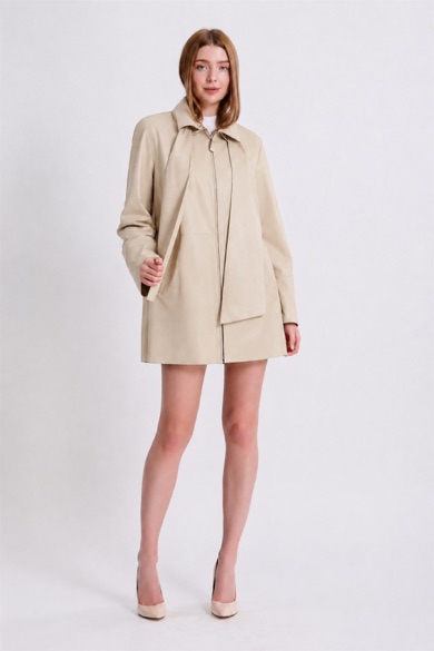 Manteau en cuir réversible beige