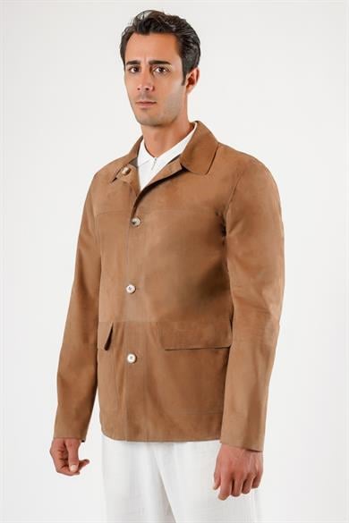 Veste en daim beige réversible