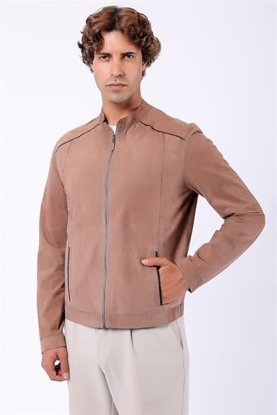 Veste en daim beige réversible
