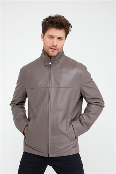 Veste en cuir beige