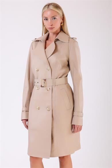 Trench en cuir beige