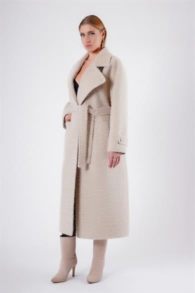 Manteau en laine véritable beige