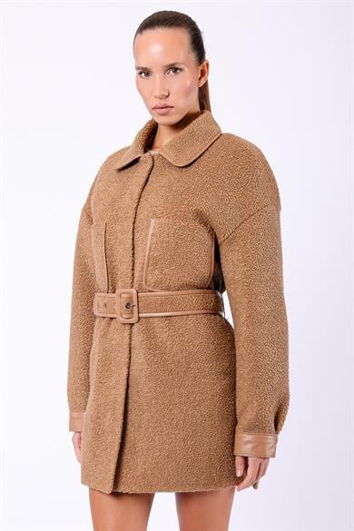 Manteau en laine mérinos beige
