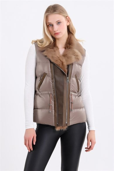 Gilet en fourrure d'agneau Toscane beige