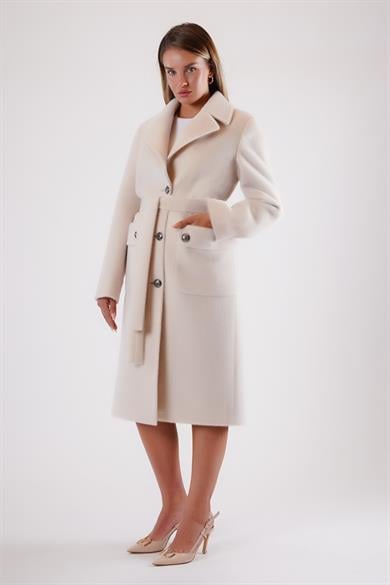 Manteau en laine beige