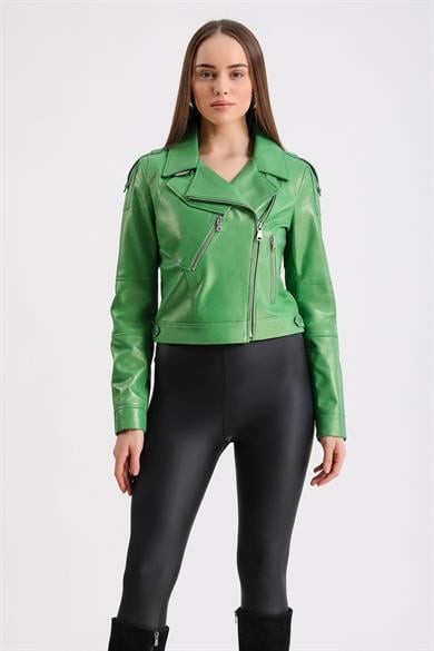 Veste Benetton en cuir vert