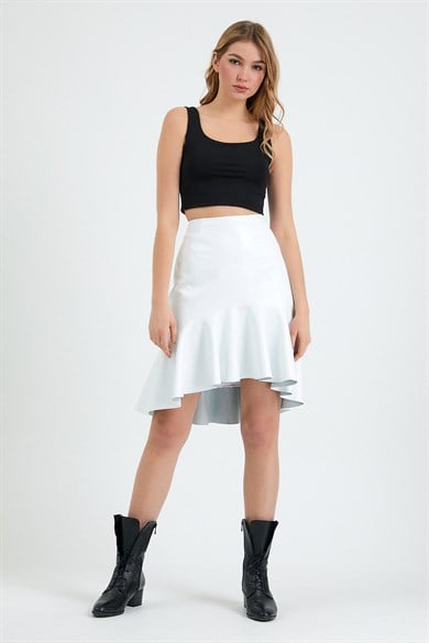 Jupe en cuir blanc