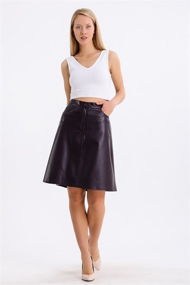 Jupe cuir bordeaux