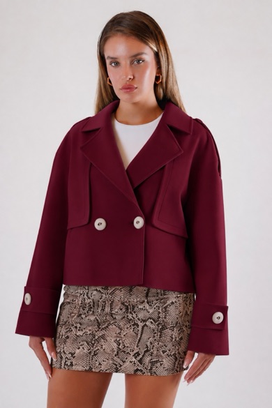 Manteau en cachemire bordeaux oversize