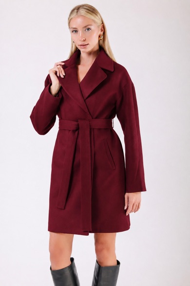 Manteau en cachemire bordeaux sursize