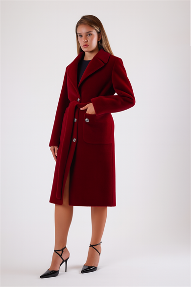 Manteau en laine bordeaux