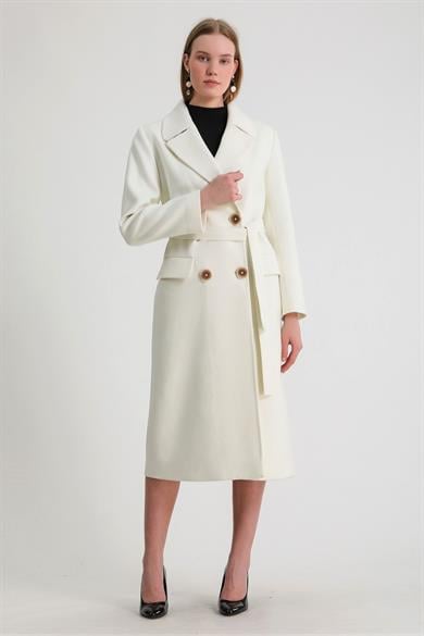 Manteau en cachemire écru