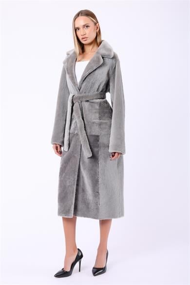 Manteau en fourrure gris réversible