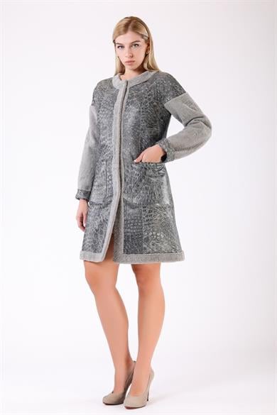 Manteau en astrakan gris réversible