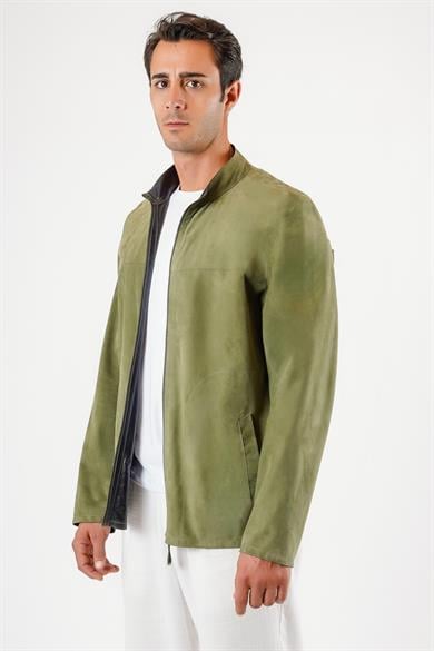 Veste en daim kaki réversible