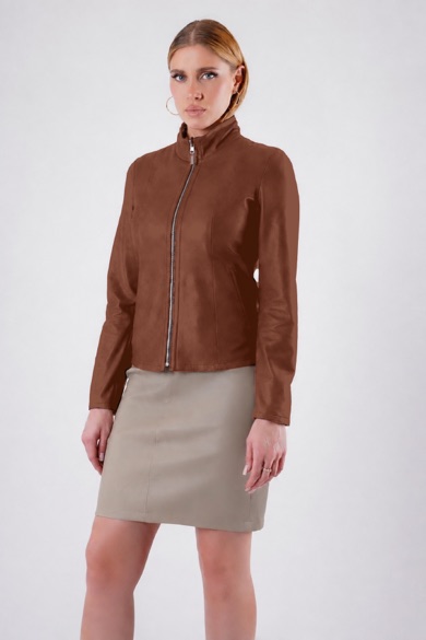 Veste en cuir marron réversible