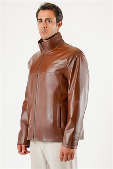 Veste en cuir marron